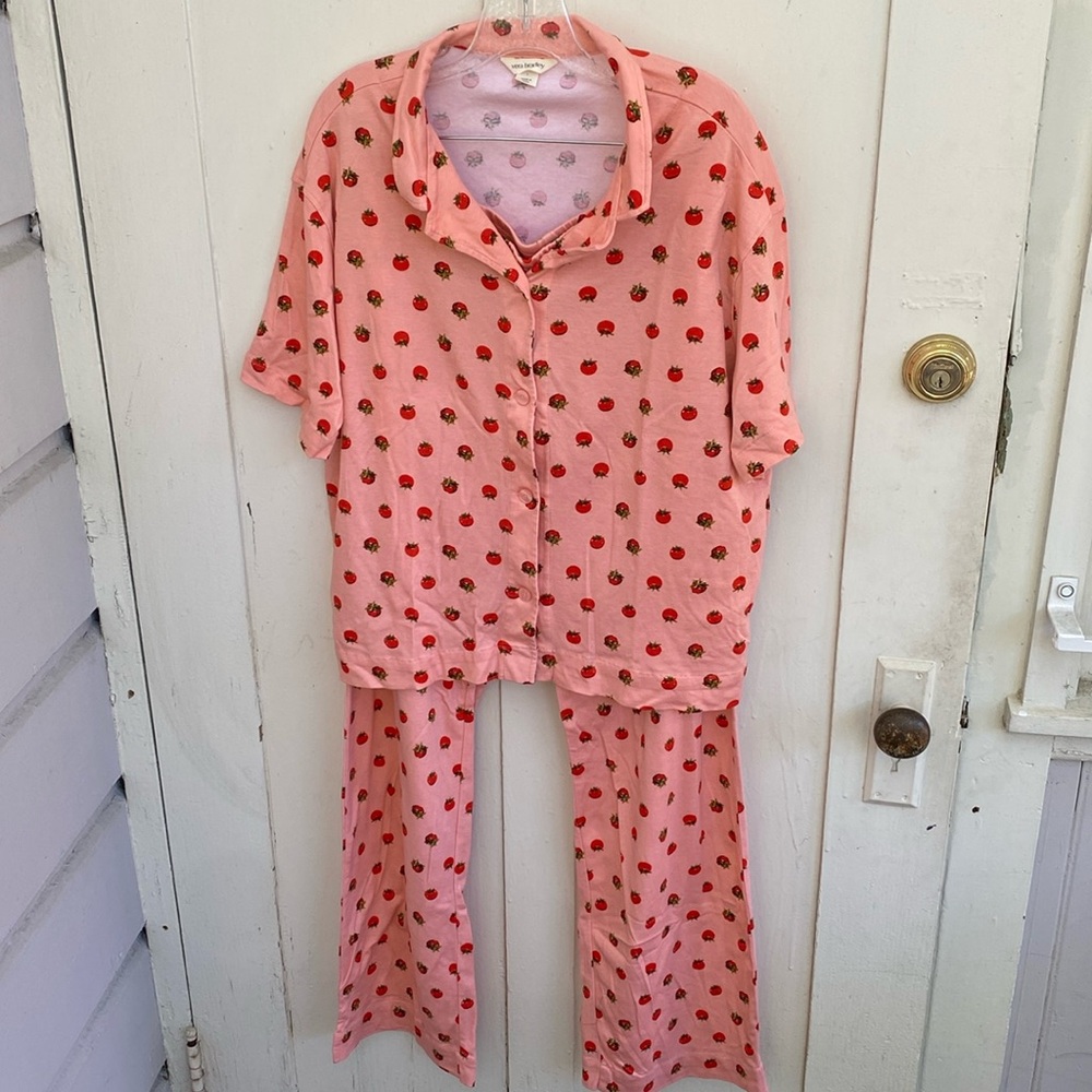 NWOT Vera Bradley Tiny Tomato Coral Short Sleeve Pajama Large Cotton LIghtweight